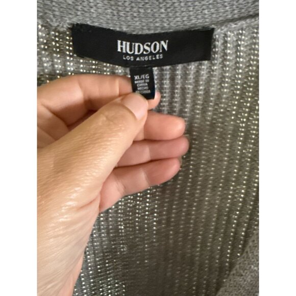 Hudson Los Angeles Solid Knit V Neck Gray Button Up Cardigan 100% Cotton XL - Picture 4 of 5